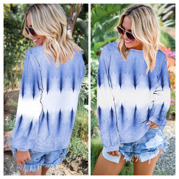 Sky Blue Tie Dye Pullover Sweatshirt - Picture 2 of 5